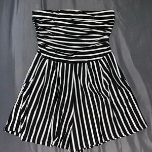 Black and white striped romper